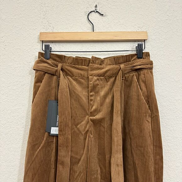 NWT VERO MODA Londyn Paperbag Corduroy Culottes Belted in Camel Tan Preppy - Picture 4 of 16